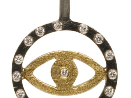 Yellow Gold and Sterling Silver Evil Eye Pendant Online Hot Sale