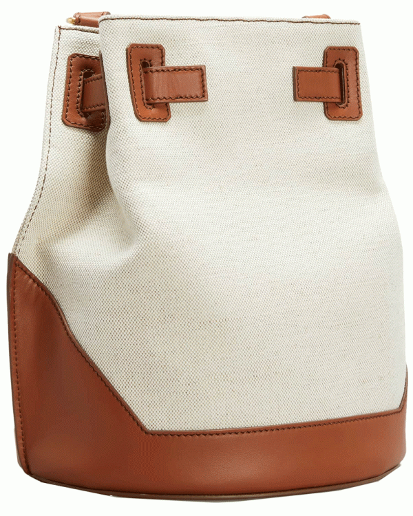 B Army Canvas Bucket Bag in Natural Maron Fashion