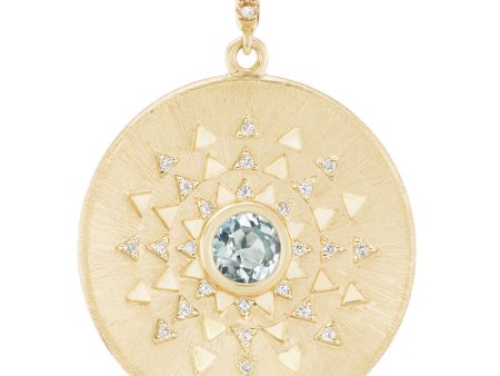 Aquamarine and Diamond Major Sun Sign Medallion Pendant Hot on Sale