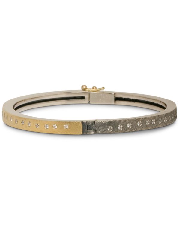 Yellow Gold and Sterling Silver Diamond Bangle Bracelet Online