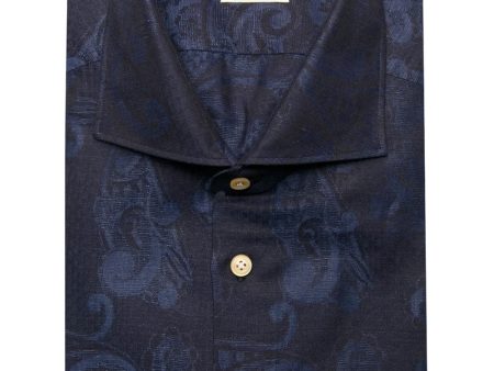 Tonal Navy Paisley Sport Shirt For Cheap