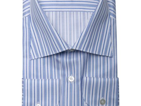 White with Royal Blue Stripe Shirt For Discount