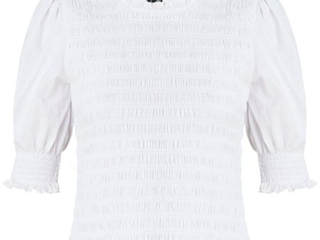 White Smocked Langston Top For Sale