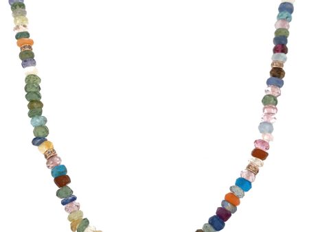 14k Rose Gold Rainbow Beaded Necklace Fashion