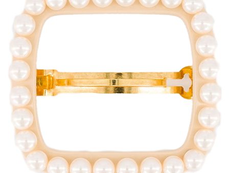 Achromatic Faux Pearl Square Hair Barrette on Sale