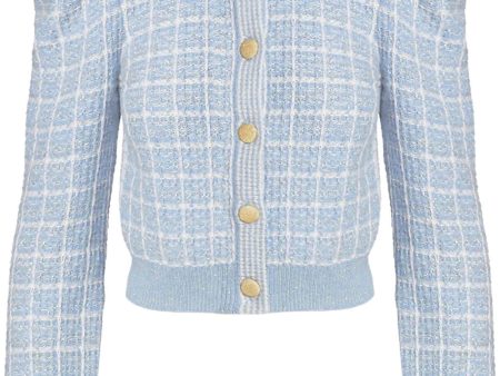 Babybell Blue Tweed Cropped Cardigan on Sale