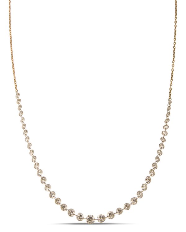 18k Yellow Gold Floating Sequenced Diamond Necklace For Cheap