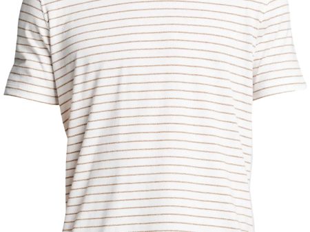 White and Brown Stripe T-Shirt For Sale