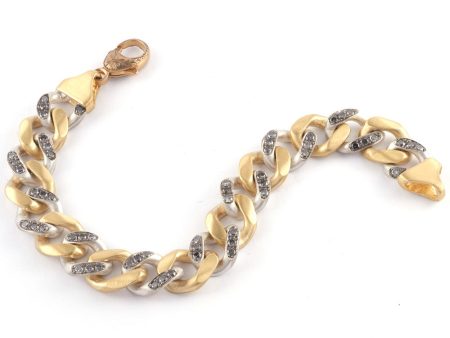 18k Yellow Gold, Platenite, and Diamond Link Bracelet Hot on Sale