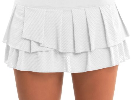 White Wavy Pleated Tier Skirt Online now