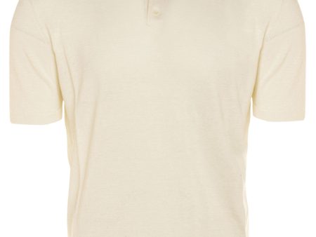 White Linen and Cotton Polo Hot on Sale