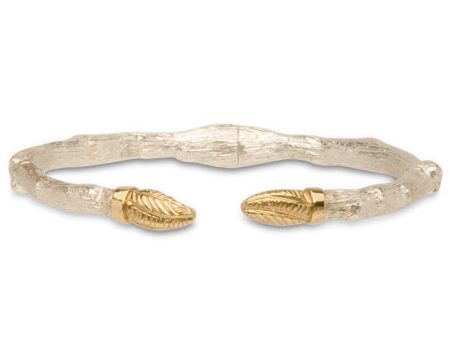 18k Yellow Gold and Sterling Silver Bud Twig Bracelet Hot on Sale