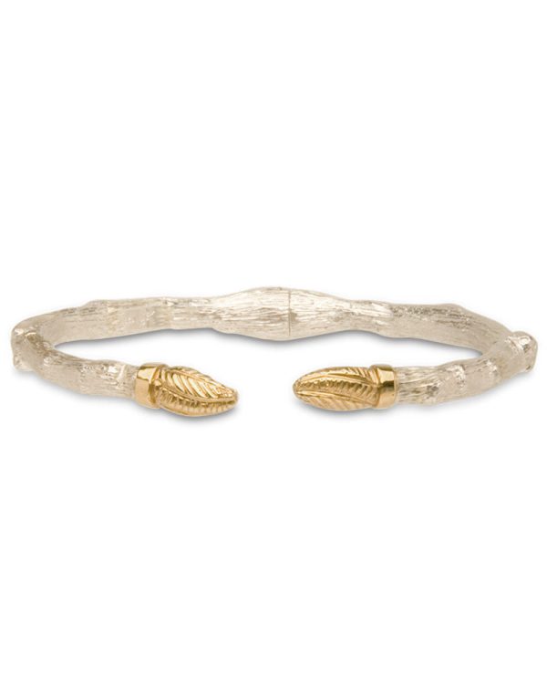 18k Yellow Gold and Sterling Silver Bud Twig Bracelet Hot on Sale