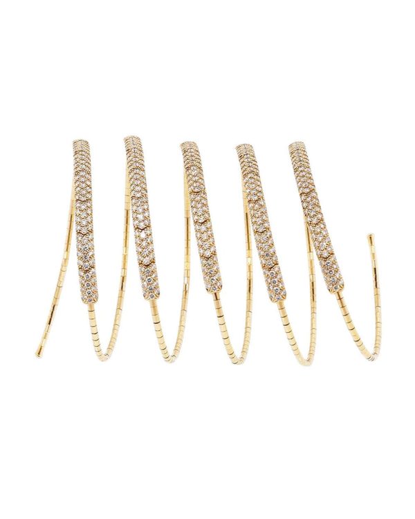 18k Yellow Gold Pave Diamond 5 Row Coil Bracelet Online now