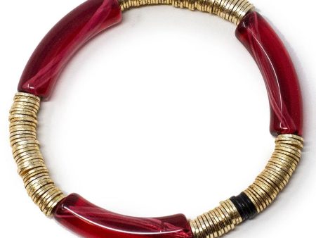 14k Gold and Maroon Garnet Zo Stretch Bracelet For Discount