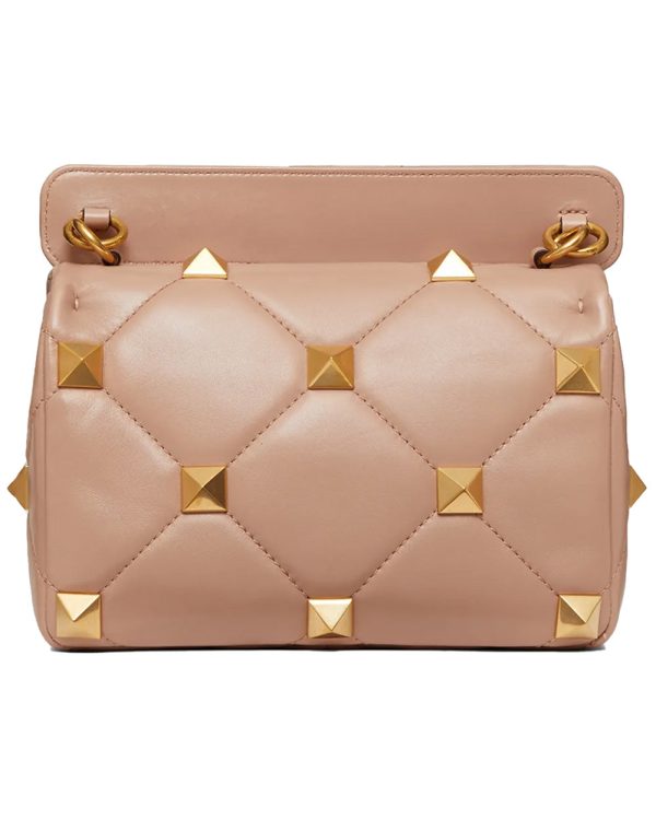 Medium Roman Stud Shoulder Bag in Rose Online