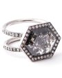 18k White Gold Rough Cut Diamond Hex Ring Cheap