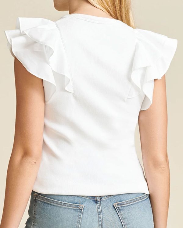 White Ribbed Cathie Top Supply