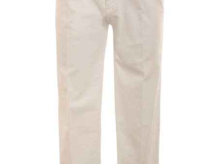 White Single Pleat Bull Denim Pant Online Hot Sale