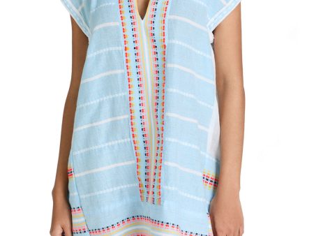 Aqua Multi Doti Caftan Dress For Sale