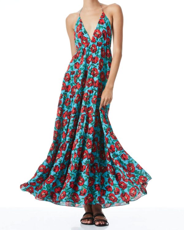 Beach Bliss Aqua Mae Halter Midi Dress Supply