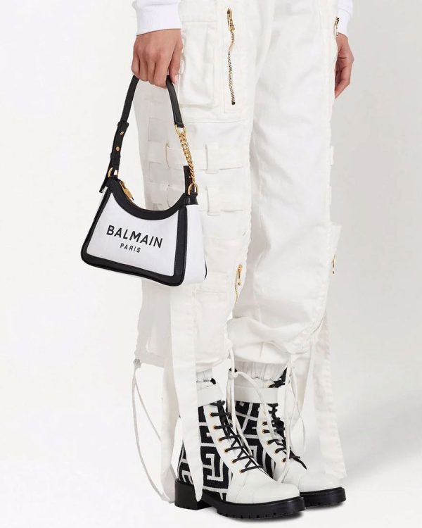 B- Army Canvas Shoulder Bag Blanc Noir Online Hot Sale