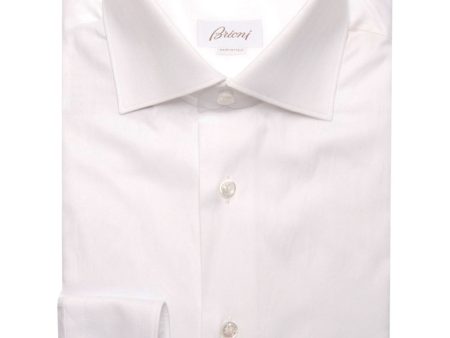 White Tonal Herringbone Sport Shirt For Sale