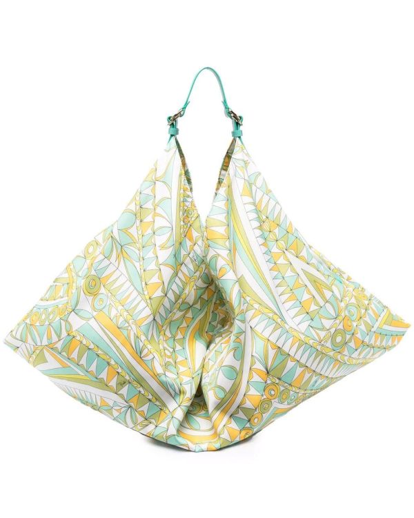 Bandierine Print Maxi Carré Bag in Acqua Giallo Fashion