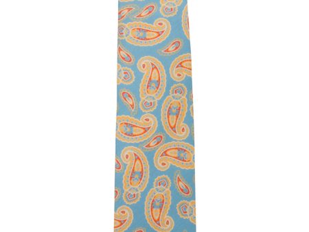 Yellow and Coral Paisley Silk Tie Cheap