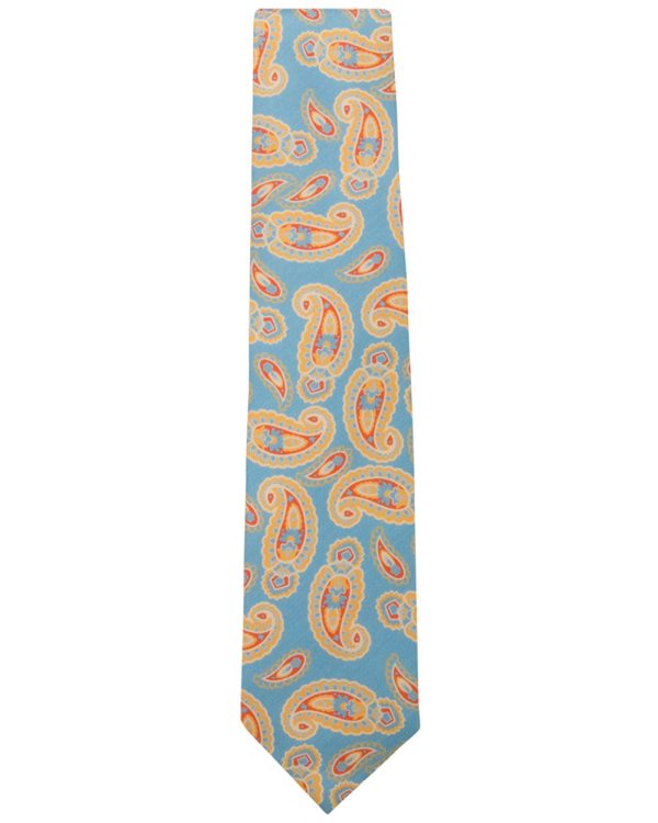 Yellow and Coral Paisley Silk Tie Cheap