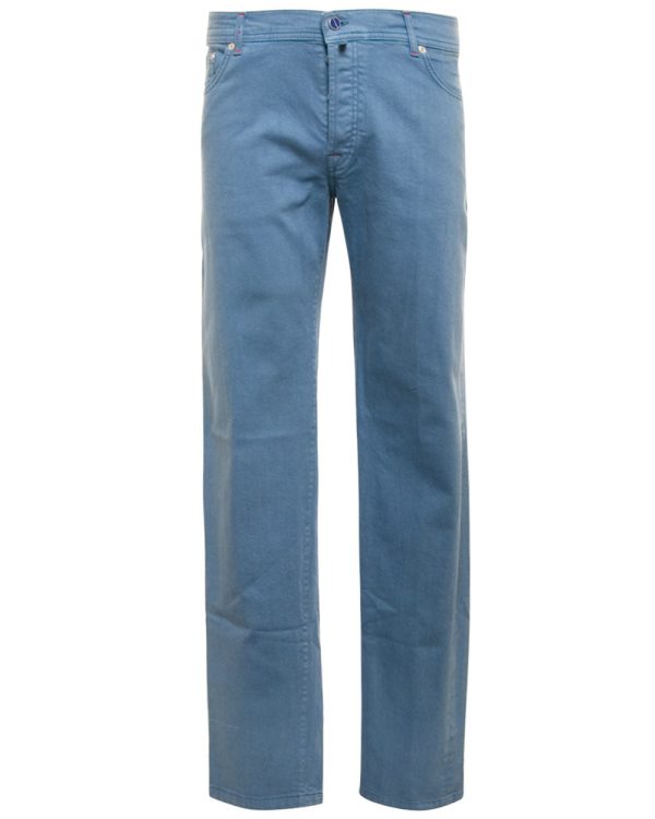 5 Pocket Denim Pant in High Blue For Discount