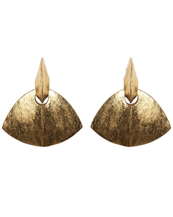 Acacia Wood and Gold Foil Florence Fan Earrings Discount