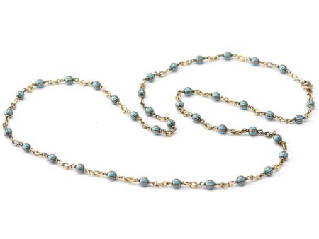 18k White Gold Diamond and Turquoise Ball Necklace For Discount