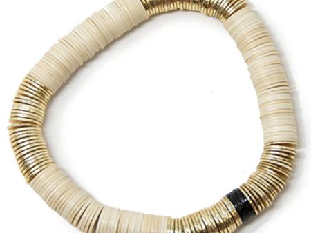 14k Gold and Cream Vinyl Stretch Bracelet Online Hot Sale