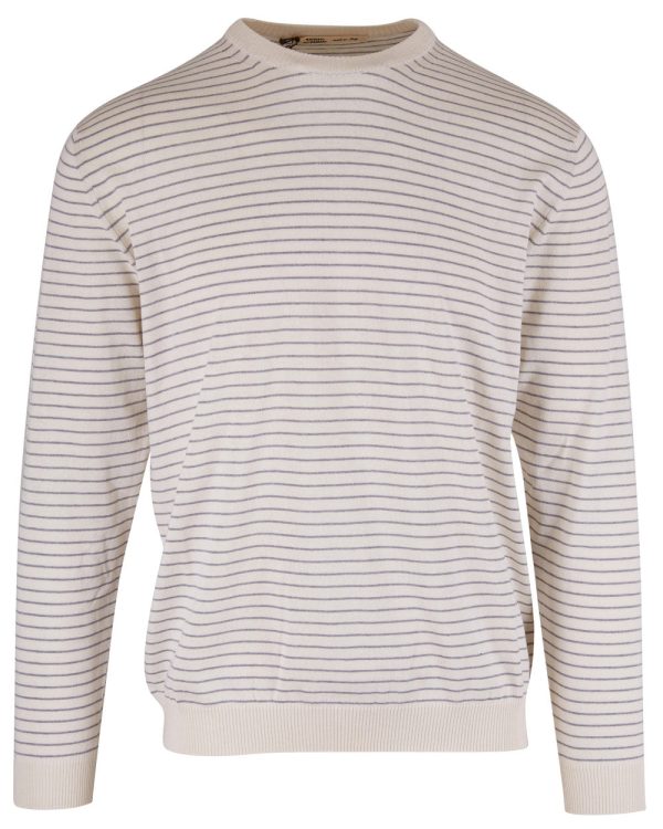 White Crewneck Stripe Sweater Fashion