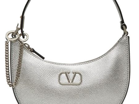 VLogo Metallic Mini Hobo Bag in Silver Online Hot Sale