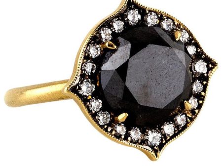 Yellow Gold Black Diamond Ring Fashion