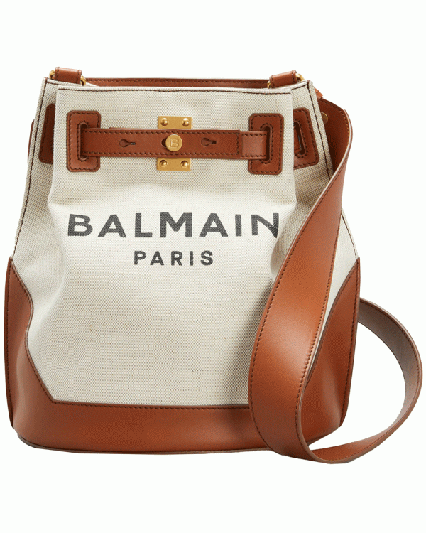 B Army Canvas Bucket Bag in Natural Maron Fashion