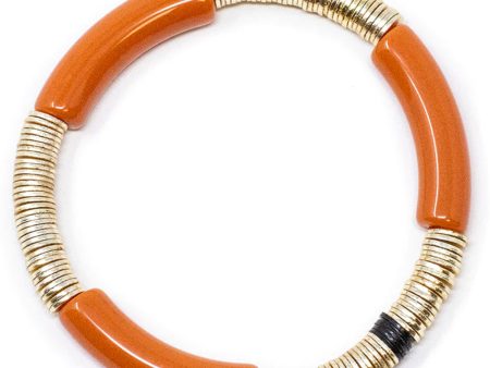 14k Gold and Burnt Orange Zo Stretch Bracelet Hot on Sale