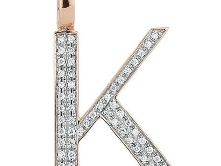 Woolf Rose Gold and Diamond Initial  K  Pendant Online now