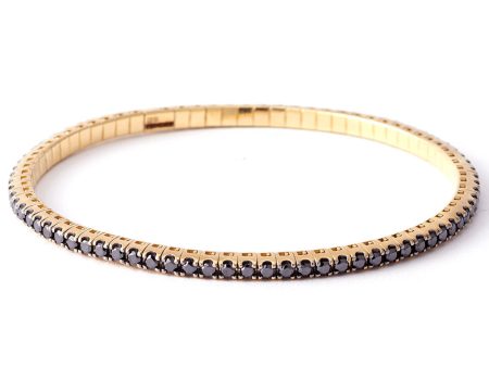 18k Yellow Gold Black Diamond Flexible Bracelet For Cheap