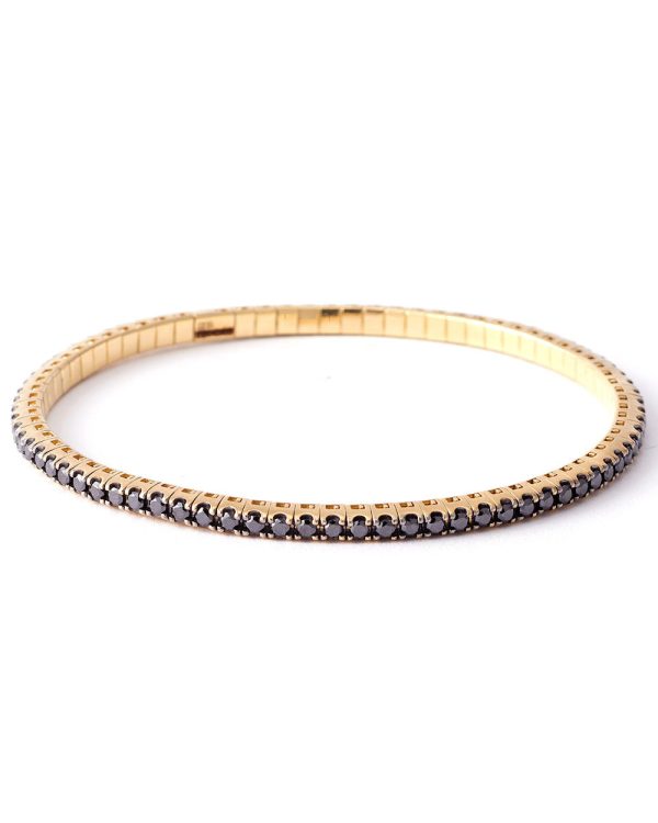 18k Yellow Gold Black Diamond Flexible Bracelet For Cheap