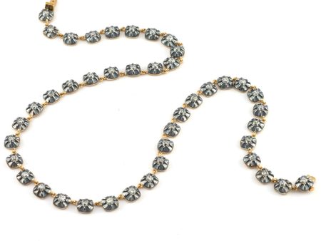 Yellow Gold and Sterling Silver Cushion Cut Diamond Necklace For Discount