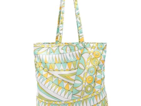 Bandierine Print Tote Bag in Aqua Giallo Hot on Sale