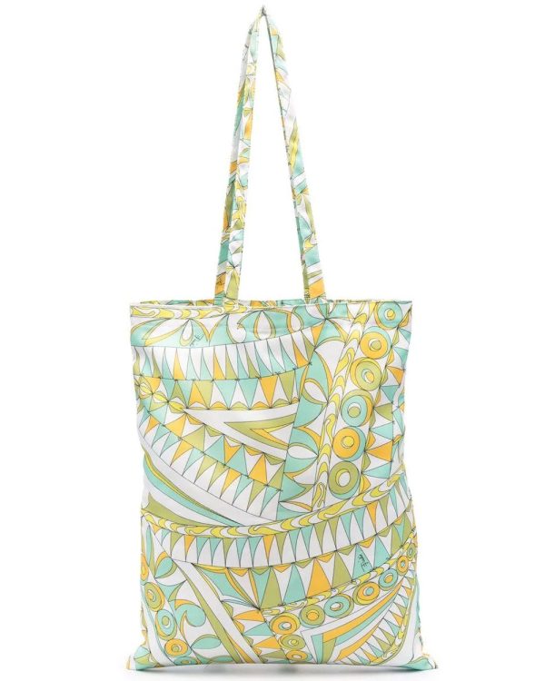 Bandierine Print Tote Bag in Aqua Giallo Hot on Sale