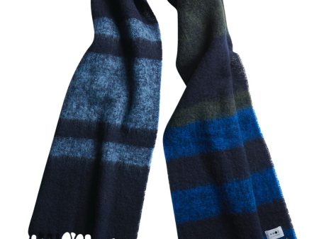 Wool Fringe Scarf in Navy Stripe Supply