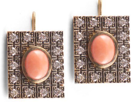 18k Gold, Diamond, and Coral Renee Earrings Hot on Sale