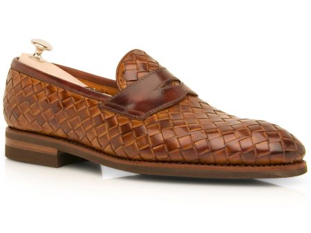 Woven Penny Loafer in Cognac Hot on Sale