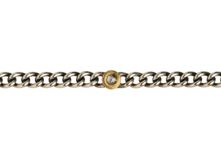 Yellow Gold and Sterling Silver Bezel Set Diamond Link Bracelet Sale