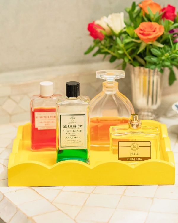 Yellow Scalloped 11x8  Lacquer Tray Online Sale